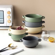 INS Style Ceramic Bowl Plate Nordic Style Ceramic Bowl Plate Stripe Rice Bowl Noodle Bowl Tableware 