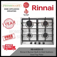 Rinnai RB-64SSV-D 4 Burner Built-In Hob Stainless Steel Top Plate + 1 Year Local Warranty