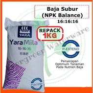 1KG Pack Baja Yara Mila 16+16+16 / Baja Subur Yara Mila 16+16+16