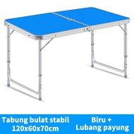 meja lipat koper 4 kursi meja lipat meja koper aluminium meja  - biru-b