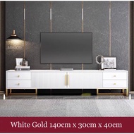 MiniCO Nordic Design TV Console TV Cabinet w Storage Shelves &amp; Drawers Marble Strap Comes with Metal Leg Rak TV Kabinet