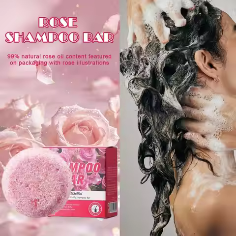Herbal Essences Shampoo, Rose Oil Solid Hair for Smoothing Shiny Hair with Vitamin E , Floral Scent 