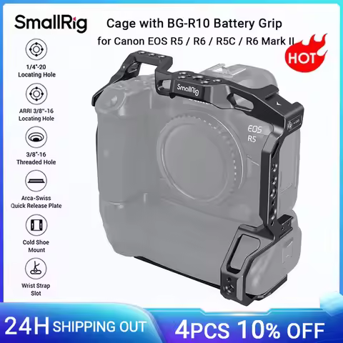SmallRig R5/R6 Camera Cage for Canon EOS R5 / R6 / R5C / R6 Mark II with BG-R10 Battery Grip With 1/