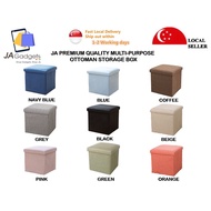 JA Premium Quality Multi-Purpose Ottoman Storage Box Sofa Foldable Chair Seat Fabric Stool Fabric Chair