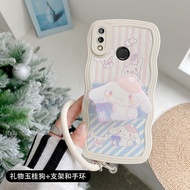 เคส2019 Huawei Y9 2019 Y9บุคลิกภาพแฟชั่นสีเทียนหน้าแข้งสพันชบ็อบสแควร์แพนท์น่ารัก + สร้อยข้อมือนุ่มเคสมือถือกันกระแทกกรอบหลังป้องกันเคสคู่รัก