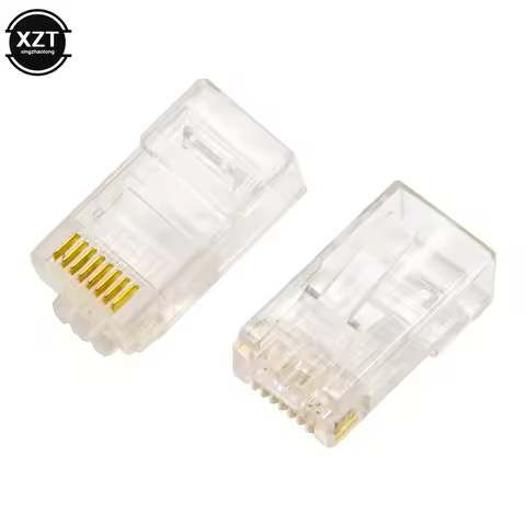 50/100 Pieces 8P8C RJ45 Clear Pass Through Connectors Modular Plug for Network CAT5 LAN Professional