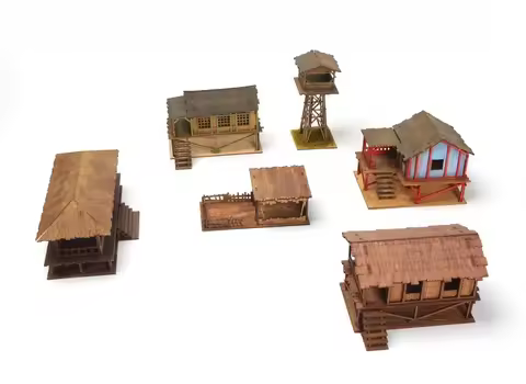 1/72 South East Asia House Building Scene Wooden Three-dimensional Assembly Model DIY Handmade Gift
