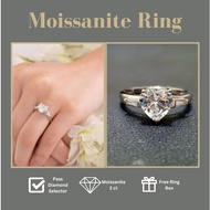 Lady's Ring Moissanite Heart Shape Ring 2 ct Silver 925 Silver Ring