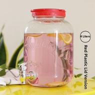 4L Mason Jar Glass Juice Tub with Tap Grape Wine Making Enzyme Barrel Drink Dispenser Kitchen Storag