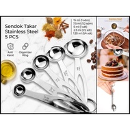 Measuring Spoon Set 5 in 1 Flater Measuring Spoon (15 ML, 7.5 ML, 5 ML, 2.5 ML and 1.25 ML) - Stainl
