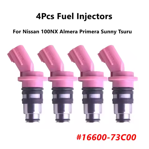 4Pcs New Fuel Injectors For Nissan 100NX Almera Primera Sunny Tsuru 16600-73C00 A46-H02 1660073C00 A