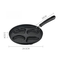 1pc 24cm 4 Holes Non-Stick Frying Pan Circular and Heart-Shaped Flat Bottomed Pan Hamburger Fried Eg
