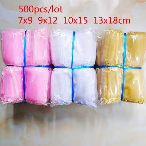 500pcs/lot Wholesale Organza Bags 7x9 9x12 10x15 13x18cm wedding packaging gift bag Party decoration