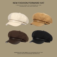 summer hat for woman beach summer hat for women Japanese-style Retro PU Leather Brimmed Beret for Wo