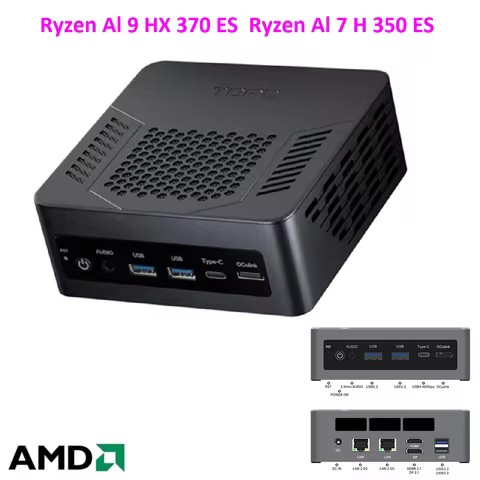 Topton Mini Gaming PC AMD Ryzen AI 9 HX 370 ES AI 7 H 350 ES OCuLink Mini PC DDR5 2x2.5G LAN 2xPCIe 