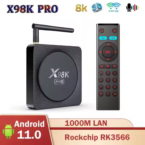 X98K PRO Android 11.0 TV Box Rockchip RK3566 1000M LAN 4K 8K BT 4GB 32GB Decoding External Antenna D