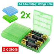 屯京 - 2個裝 藍色+綠色 電池收納盒 適用AA/AAA電池保護盒 適用鹼性充電池保護盒