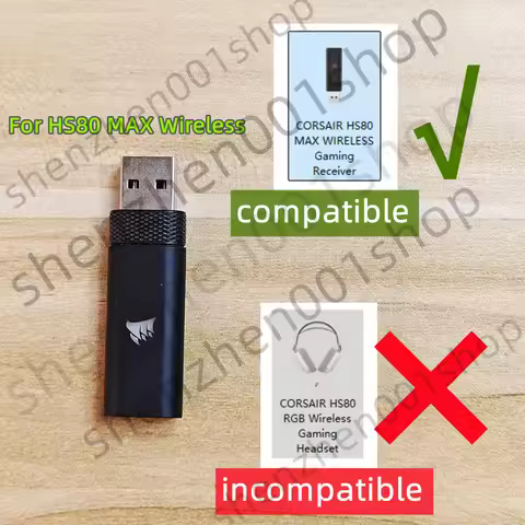 Wireless Gaming Headset USB Dongle Receiver for Corsair HS80 MAX Wireless Transceiver（Not compatible