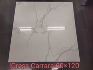 Granit 60x120 Kilap IGRESS Carrara Motif Putih Urat Abu Carrara 