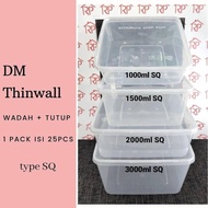 Termurah ( ISI 25 PCS ) THINWALL DM UK 1500 ML SQ - FOOD CONTAINER DM