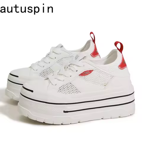 AUTUSPIN 7cm Women Mesh Shoes Summer Fashion Cosy Breathable Sneakers Chunky Wedges Platform Woman L