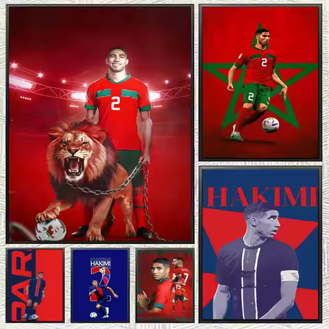 footballer A-Achraf Hakimi-i Poster Waterproof & Self-adhesive HD Wall Art, Ideal for Home Decor & G