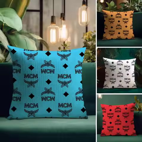fashion M-MCM-ES Luxury Pillow Case Natural Linen Cushion Cover Double-Sided Print Decorative Sofa P