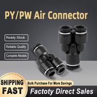 Pipe OD 4 6 8 10 12 16mm Y type PW/PY hose Joint Pneumatic air Fitting 3 Way plastic Quick Connector