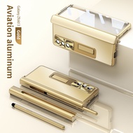 360เคสบานพับรวมทุกอย่างสำหรับ Samsung Galaxy Z Fold 4 Fold 3เคสพร้อมกระจกหน้าจอด้านหน้าทุกกรอบ Matel