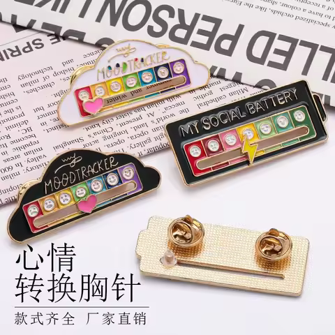Mood Conversion Brooch Sliding Social Metal Badge Women's Accessories Pin Facial Expression Emotion 