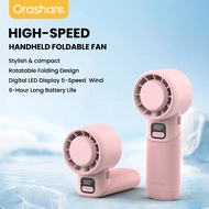 Orashare HF13 Foldable Handheld Fan Mini Fan 4000mah Rechargeable 5-Speed with Digital High Speed