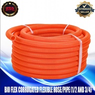 【Small Tools】◕☌ BIO FLEX CORRUGATED PVC ORANGE FLEXIBLE HOSE CONDUIT PIPE 1/2 3/4 (50 METERS)