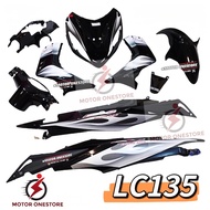 Lc135 cover set with sticker Black Flames (2) Hitam Api Lc135 V1 "MOTOR ONESTORE"