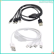 WU Multi Charging Cable Multiple Charger Cord USB to Type-C Micro USB Power Cord Portable Power Cord