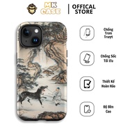Unique Nostalgic Antique Painting of Horses and Herds MK CASE iPhone 11 12 13 14 15 16 Pro