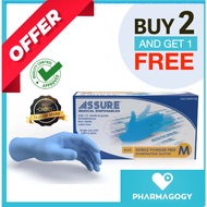 [BUY 2 GET 1 FREE] ASSURE Blue Soft Nitrile Powder Free Gloves M size, 100 Pcs/Box