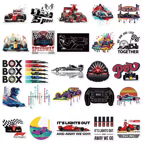 50PCS Formula 1 Car Graffiti Sticker Cool Race Car Decals For Laptop Phone Guitar Skateboard Fridge 