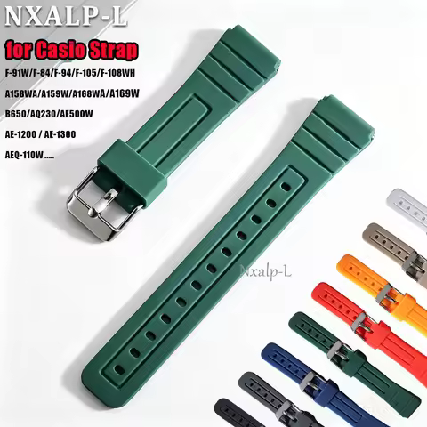 For CASIO Watch Band 18mm Silicone Strap for F-91W F-105 A158 A168 B650 AE-1200 AQ230 AQ-S810 W-216H