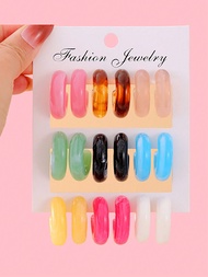 9pcs/5pcs/Multi-Piece Set European & American Cross-Border New Arrival Acrylic Resin Colorful Fashio