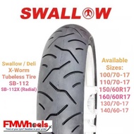 Swallow X-Worm SB-112 / 112X Tubeless Tire 100/70-17 110/70-17 150/60R17 160/60R17 XWorm Rim 17