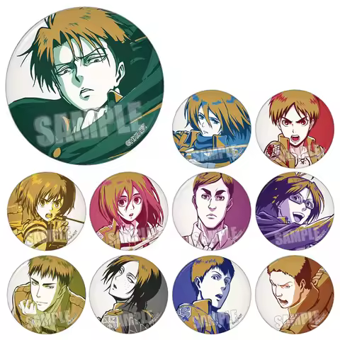 Attack on Titan Badge Levi Ackerman Mikasa Ackerman Erwin Smith Hange Zoe Annie Leonhart Ymir Fritz 