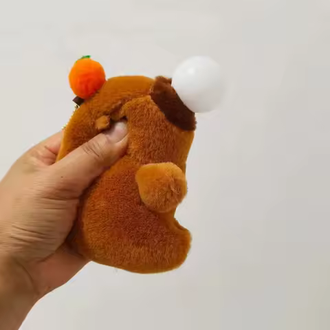 Cute Stuffed Animals Plush Capybara Keychain 12cm Cartoon Simulation Capybara Pendant Snot-Pulling C