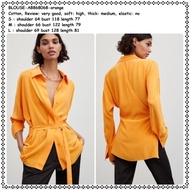 AB868068 Baju Atasan Kemeja Panjang Orange Wanita Korea Tunik Jumbo