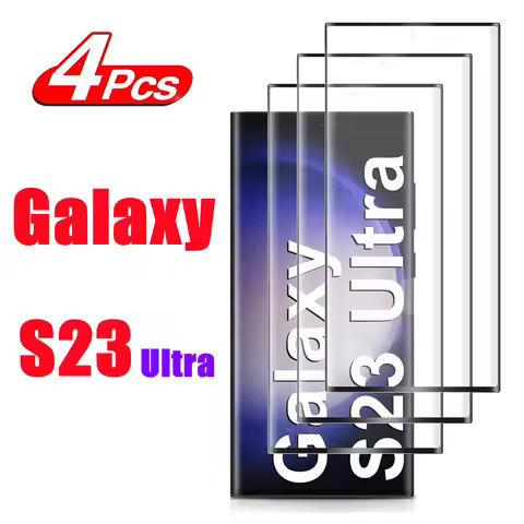 2/4Pcs Curved Four Sides Glue Screen Protector For Samsung Galaxy S23 Ultra 5G 3D Tempered Glass
