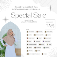 𝐕𝐈𝐐𝐀𝐒𝐓 - Paket Usaha Isi 5 Pcs bergo hamidah Jersey Premium size S M L & XL | Hijab Instan (BISA PIL