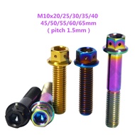 Titanium Bolt Motorcycle Disc Brake M10x20 25 30 35 40 45 50 55 65mm Pitch1.5mm  Bolts Hexagon Flange Head Screws Ti Fastener Allen