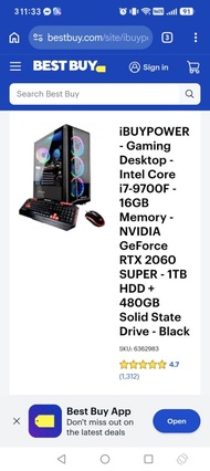 iBUYPOWER Gaming Desktop Intel i7-9700F RTX 2060 SUPER