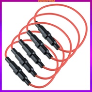 [Tachiuwa2] 5 Pieces Fuse Holder 18 Gauge AWG Wire 250V Black Universal 5x20mm 7