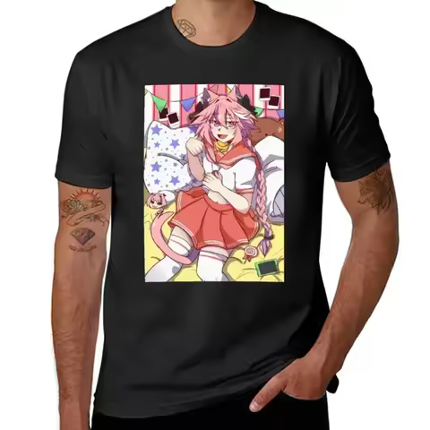 Fate Stay Night Feito Sutei Naito Game Crewneck Rider Astolfo 2 Round Neck T-shirt Sports Top Tee Gr