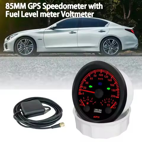 ELING Truck Marine 85mm 3 in 1 Multifunctional 120MPH 200km/h GPS Speedometer with Fuel Level Voltme